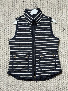 British Khaki Navy and Cream Striped Quilted Vest